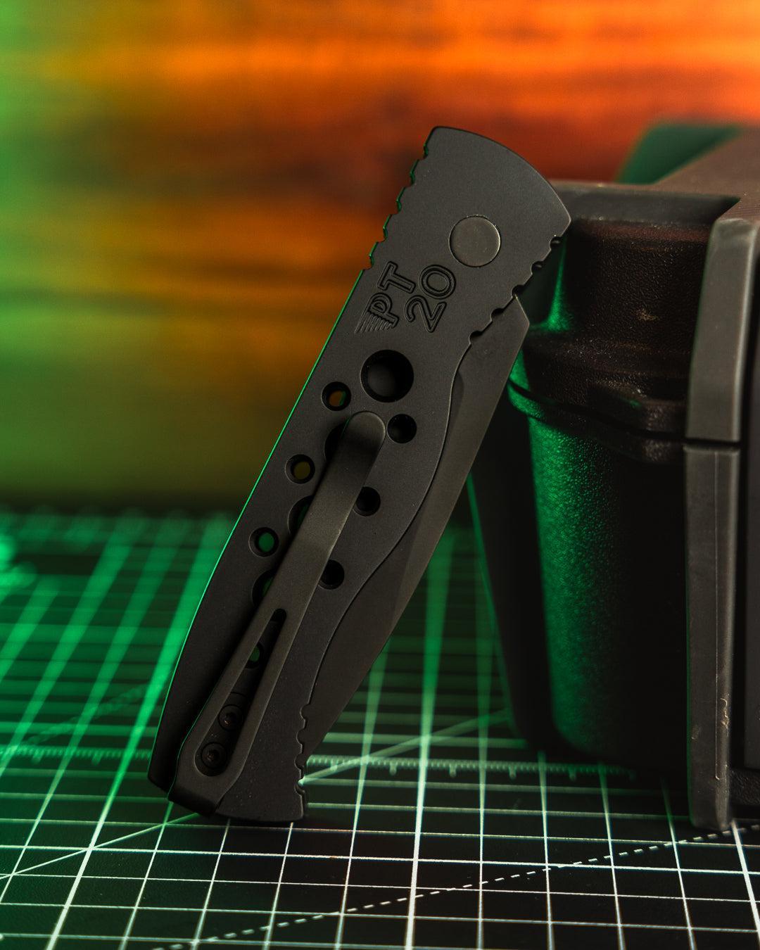 Pro-Tech-Pro-Tech 2025 F&F Show Exclusive 20th Anniversary Ltd. Edition TR-2 AUTO - Black Skeletonized Aluminum handle - Black Magnacut Blade - Pearl Button-2-Urban Cutlery