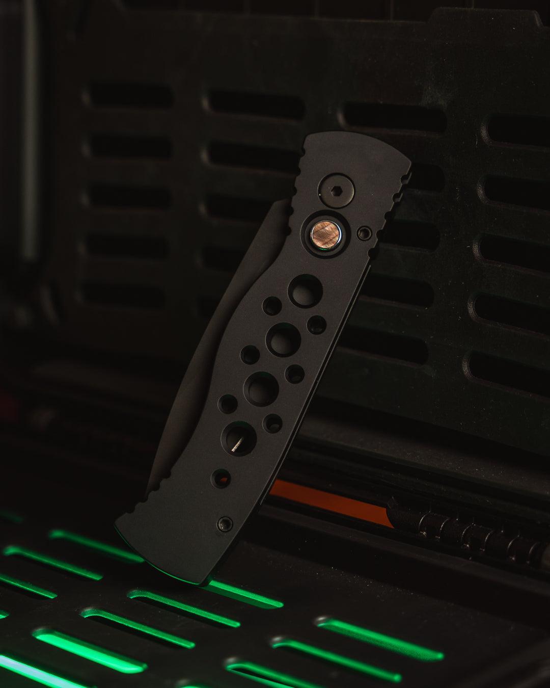 Pro-Tech-Pro-Tech 2025 F&F Show Exclusive 20th Anniversary Ltd. Edition TR-2 AUTO - Black Skeletonized Aluminum handle - Black Magnacut Blade - Pearl Button-3-Urban Cutlery