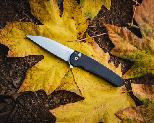 Pro-Tech-Pro-Tech 5301 Malibu - Black Handle - Stonewash Magnacut Wharncliffe Blade-Urban Cutlery
