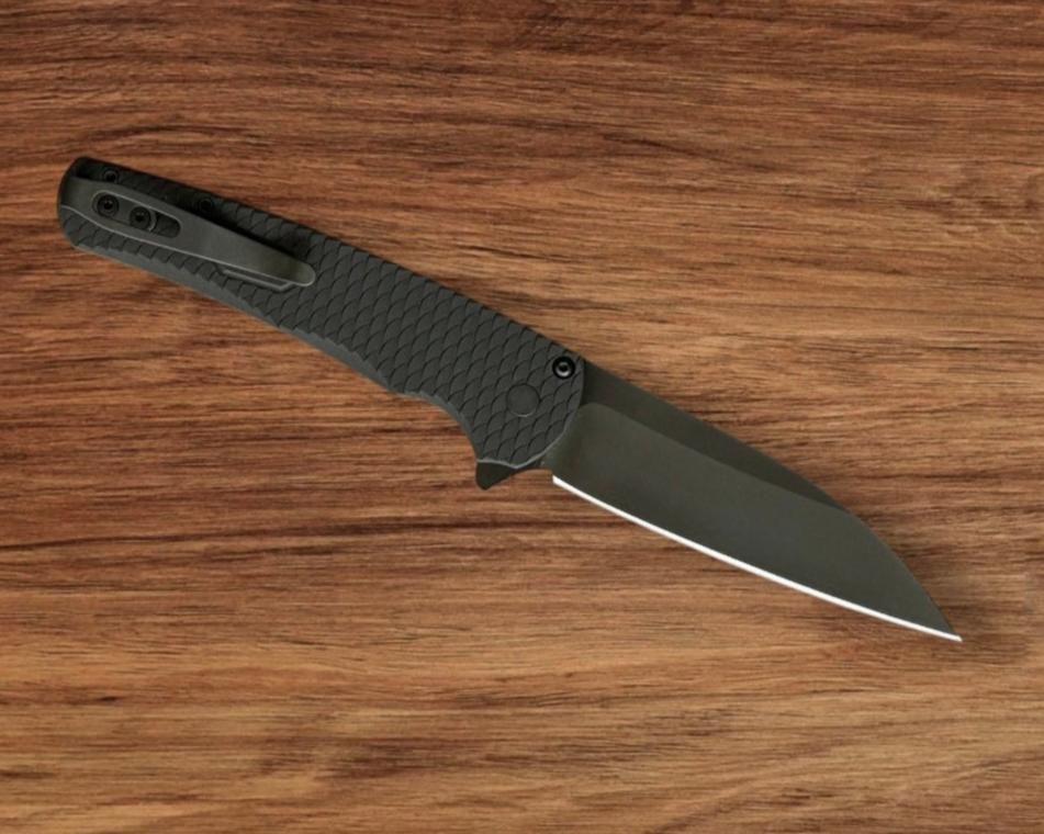 Pro-Tech-Pro-Tech 5336 Operator Edition Malibu - Black "Dragon Scale" Handle - DLC Black Wharncliffe Magnacut Blade - Tritium Button - DLC Black Clip-3-Urban Cutlery