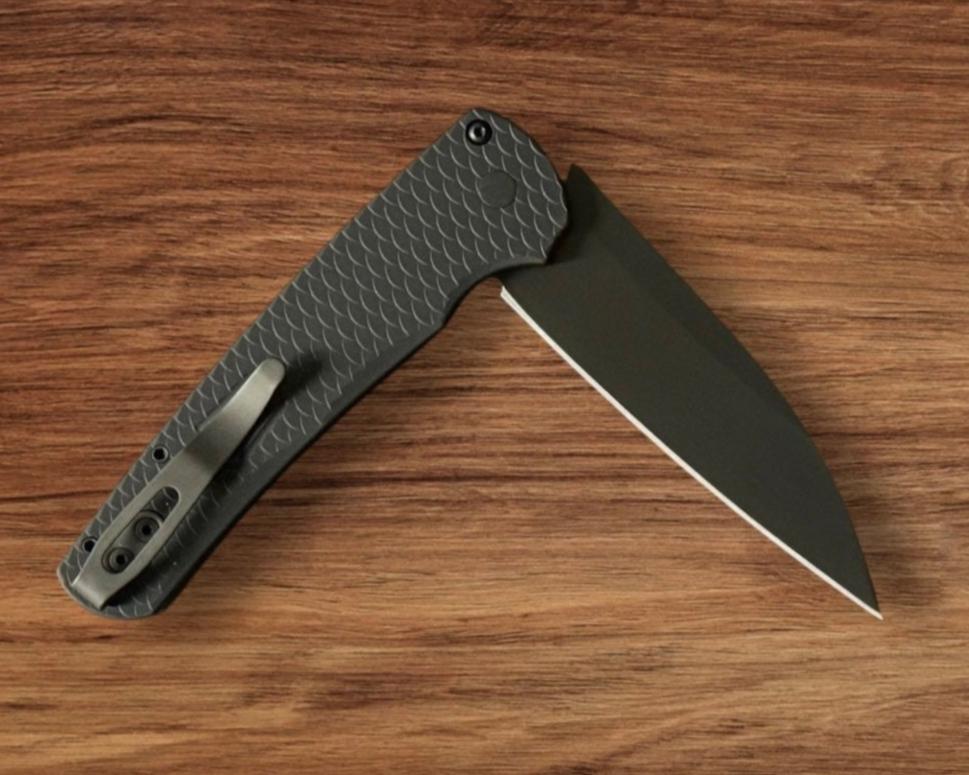 Pro-Tech-Pro-Tech 5336 Operator Edition Malibu - Black "Dragon Scale" Handle - DLC Black Wharncliffe Magnacut Blade - Tritium Button - DLC Black Clip-5-Urban Cutlery