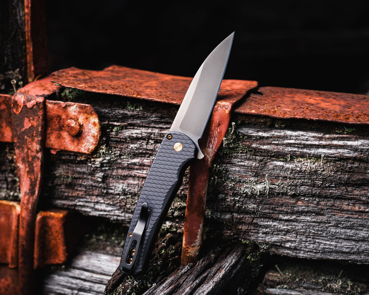Pro-Tech-Pro-Tech 5336.LTD.SG.RGH Malibu - Black 7075 "Dragon Scale" Handle - Smoky Grey Wharncliffe Magnacut Blade - Rose Gold Hardware - Black Clip-3-Urban Cutlery