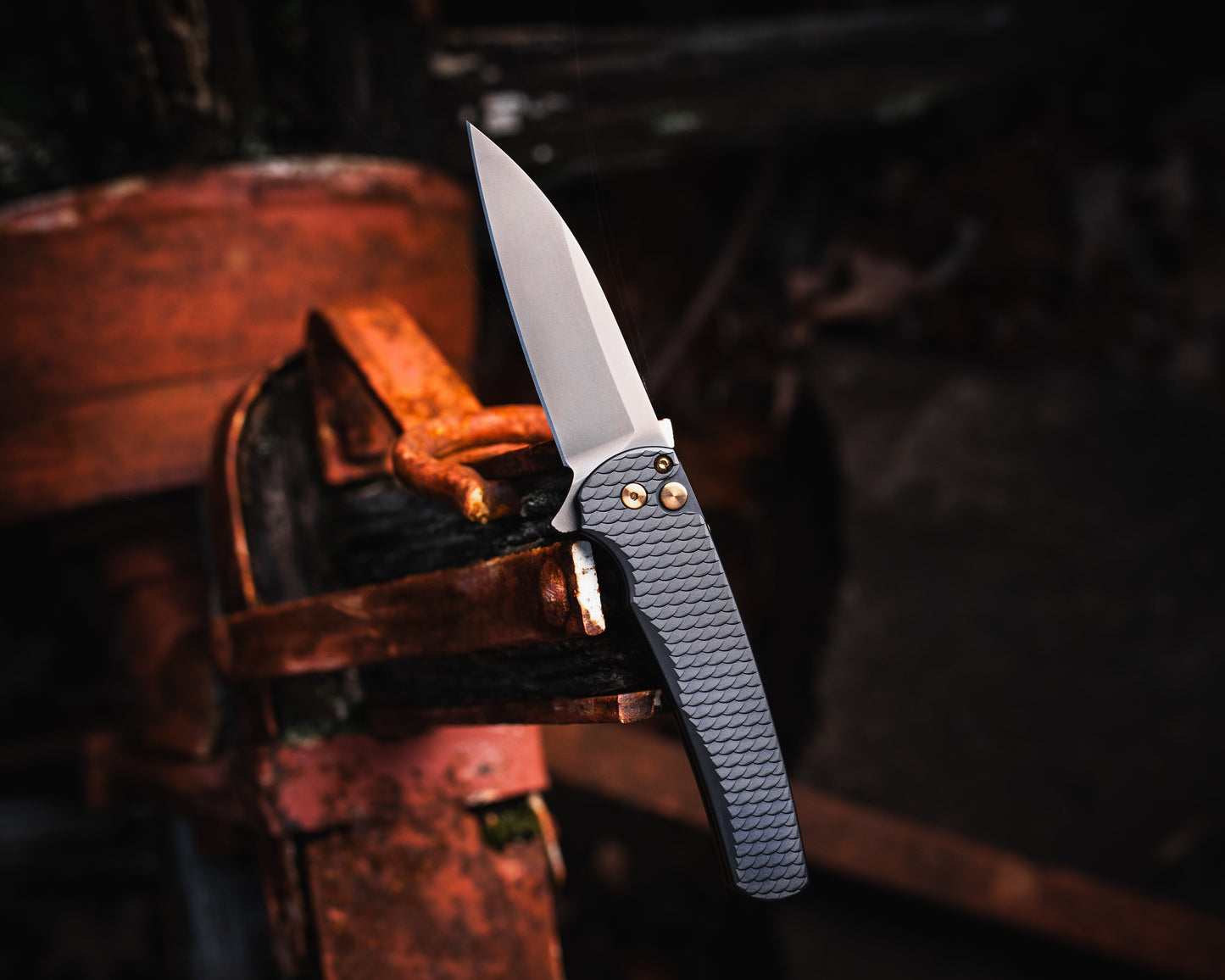 Pro-Tech-Pro-Tech 5336.LTD.SG.RGH Malibu - Black 7075 "Dragon Scale" Handle - Smoky Grey Wharncliffe Magnacut Blade - Rose Gold Hardware - Black Clip-Urban Cutlery