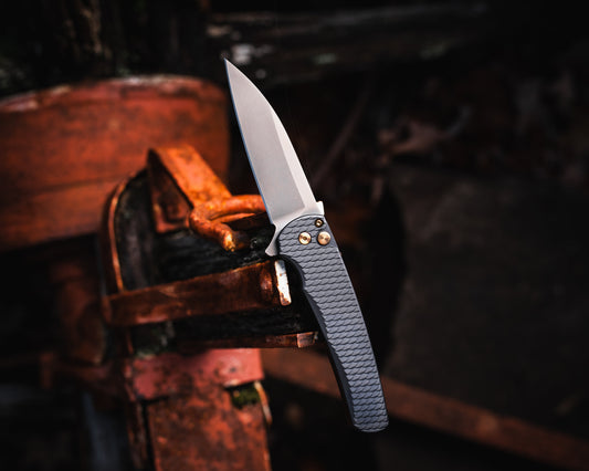 Pro-Tech-Pro-Tech 5336.LTD.SG.RGH Malibu - Black 7075 "Dragon Scale" Handle - Smoky Grey Wharncliffe Magnacut Blade - Rose Gold Hardware - Black Clip-Urban Cutlery