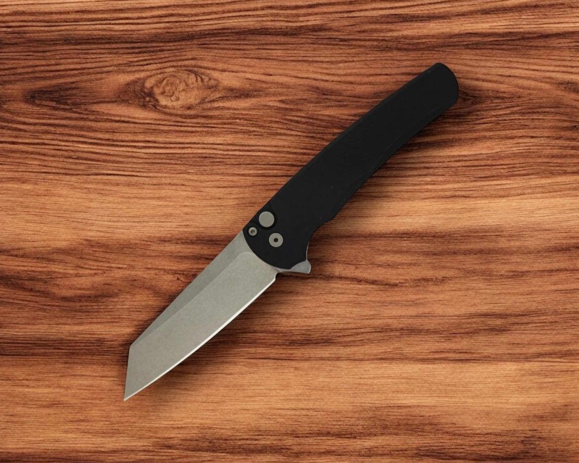 Pro-Tech-Pro-Tech 5401 Malibu - Black Handle - Stonewash Reverse Tanto Magnacut Blade-2-Urban Cutlery