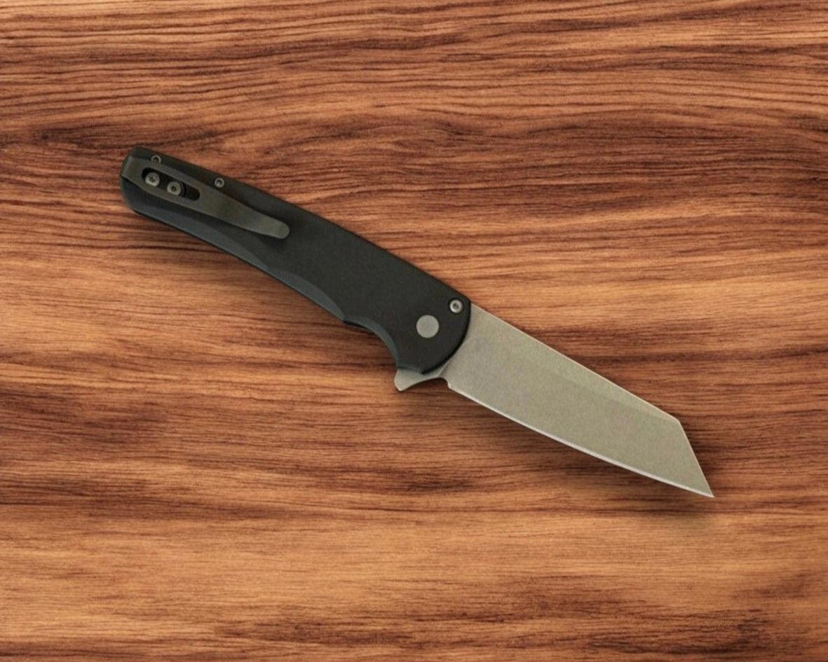 Pro-Tech-Pro-Tech 5401 Malibu - Black Handle - Stonewash Reverse Tanto Magnacut Blade-3-Urban Cutlery