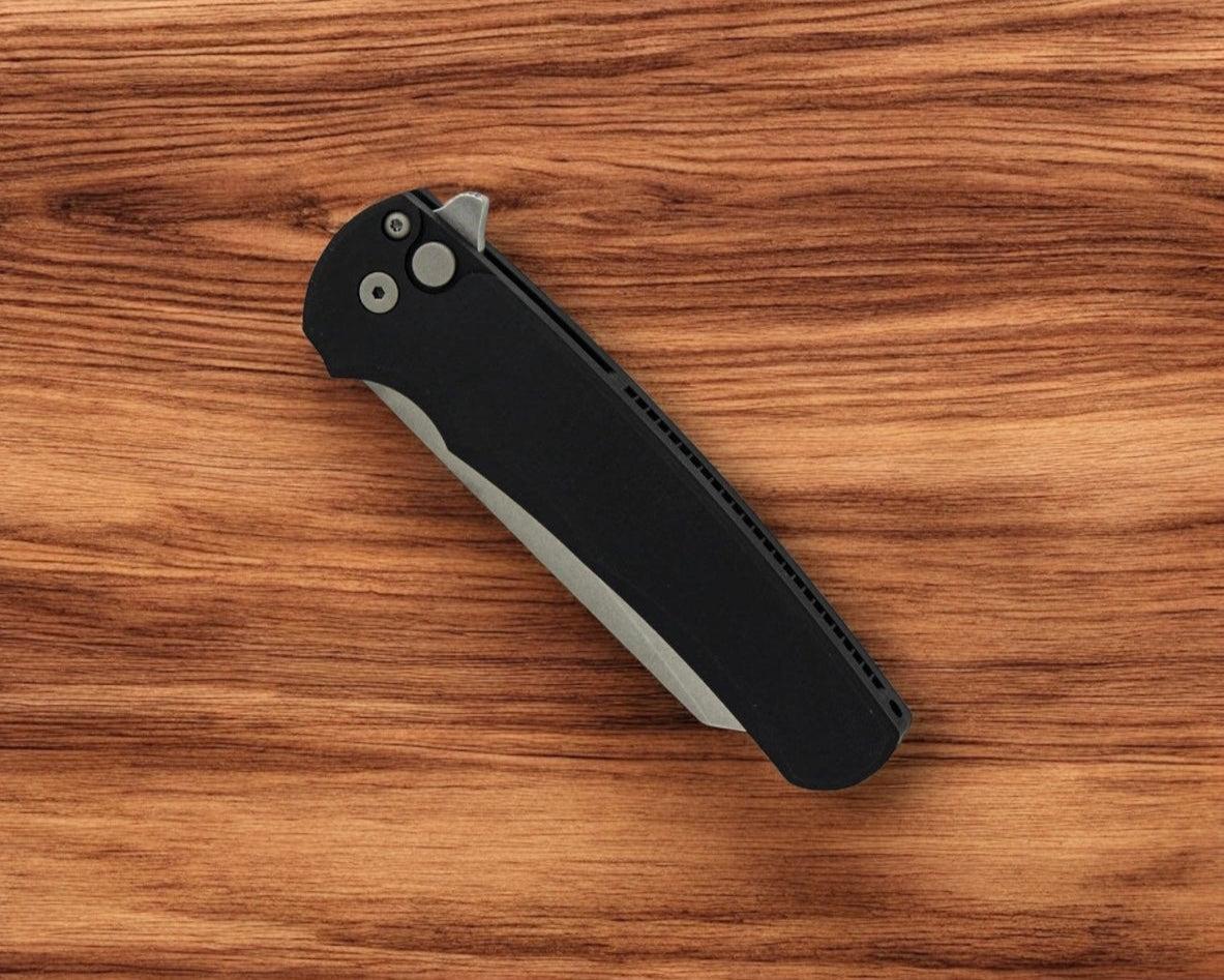 Pro-Tech-Pro-Tech 5401 Malibu - Black Handle - Stonewash Reverse Tanto Magnacut Blade-4-Urban Cutlery