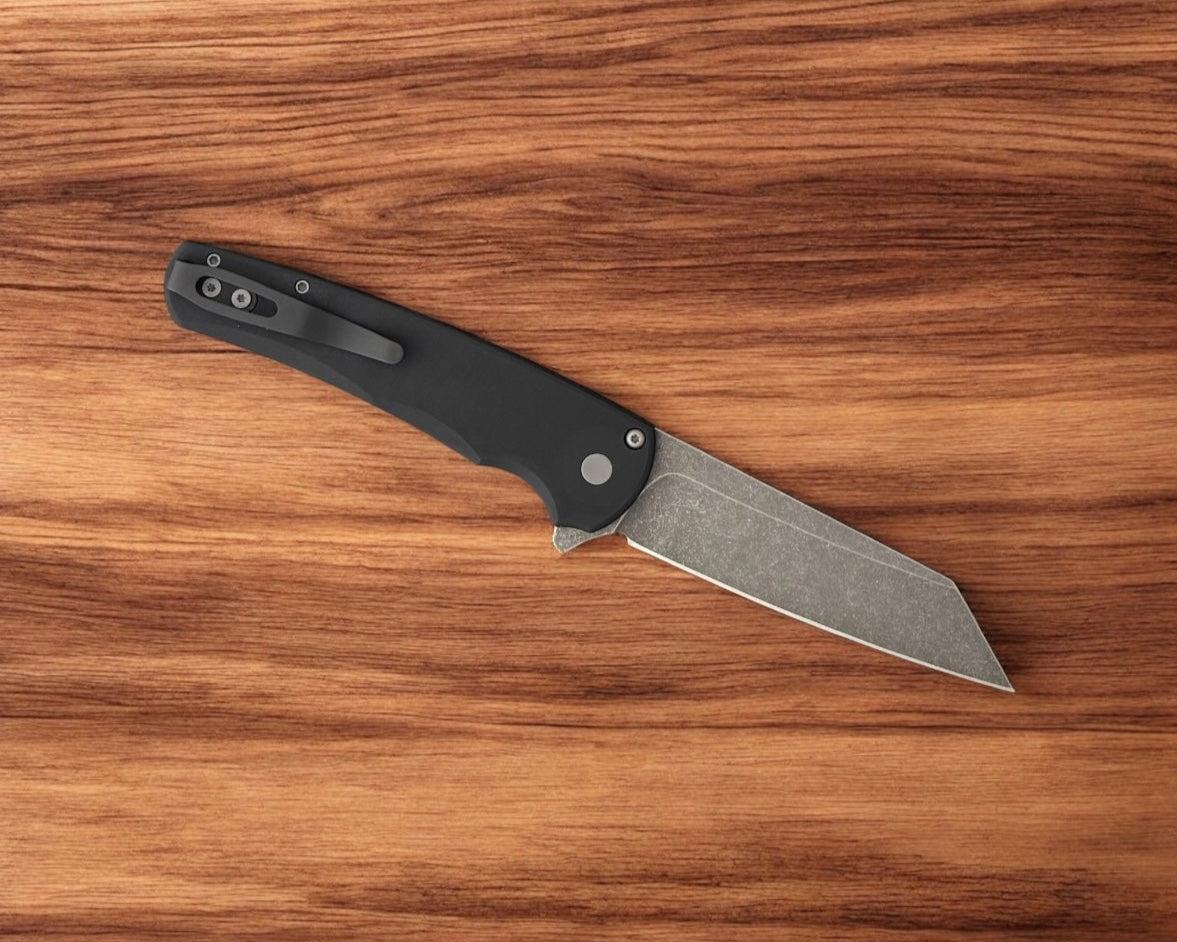Pro-Tech-Pro-Tech 5401.AW Malibu - Black Handle - Acid Washed Reverse Tanto Magnacut Blade-3-Urban Cutlery