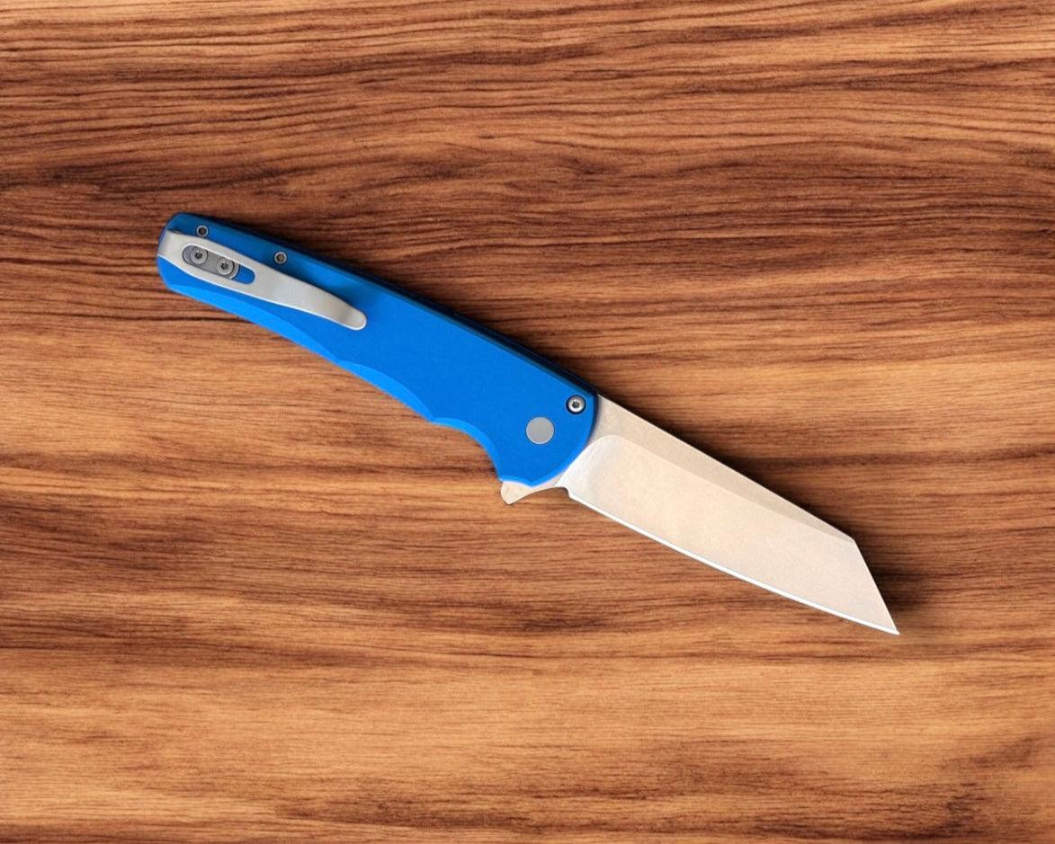 Pro-Tech-Pro-Tech 5401.Blue Malibu - Blue Handle - Stonewash Reverse Tanto Magnacut Blade-3-Urban Cutlery