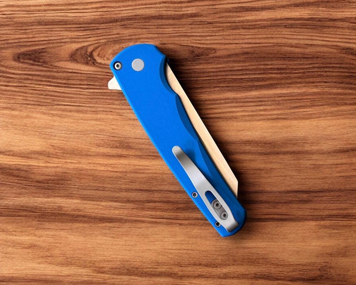 Pro-Tech-Pro-Tech 5401.Blue Malibu - Blue Handle - Stonewash Reverse Tanto Magnacut Blade-Urban Cutlery