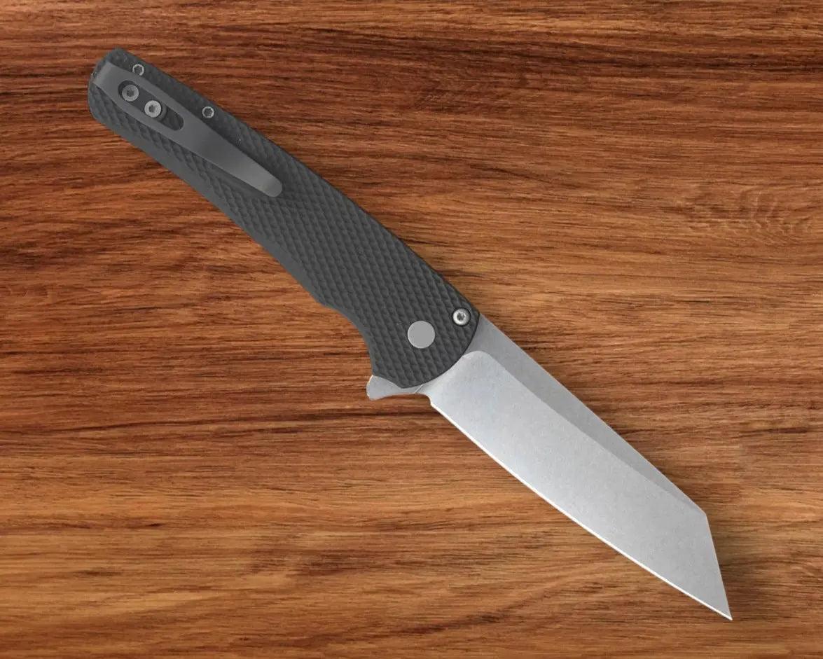 Pro-Tech-Pro-Tech 5405 Malibu - Textured Black Handle - Stonewash Reverse Tanto Magnacut Blade-3-Urban Cutlery