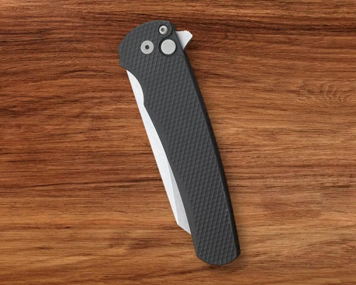 Pro-Tech-Pro-Tech 5405 Malibu - Textured Black Handle - Stonewash Reverse Tanto Magnacut Blade-4-Urban Cutlery