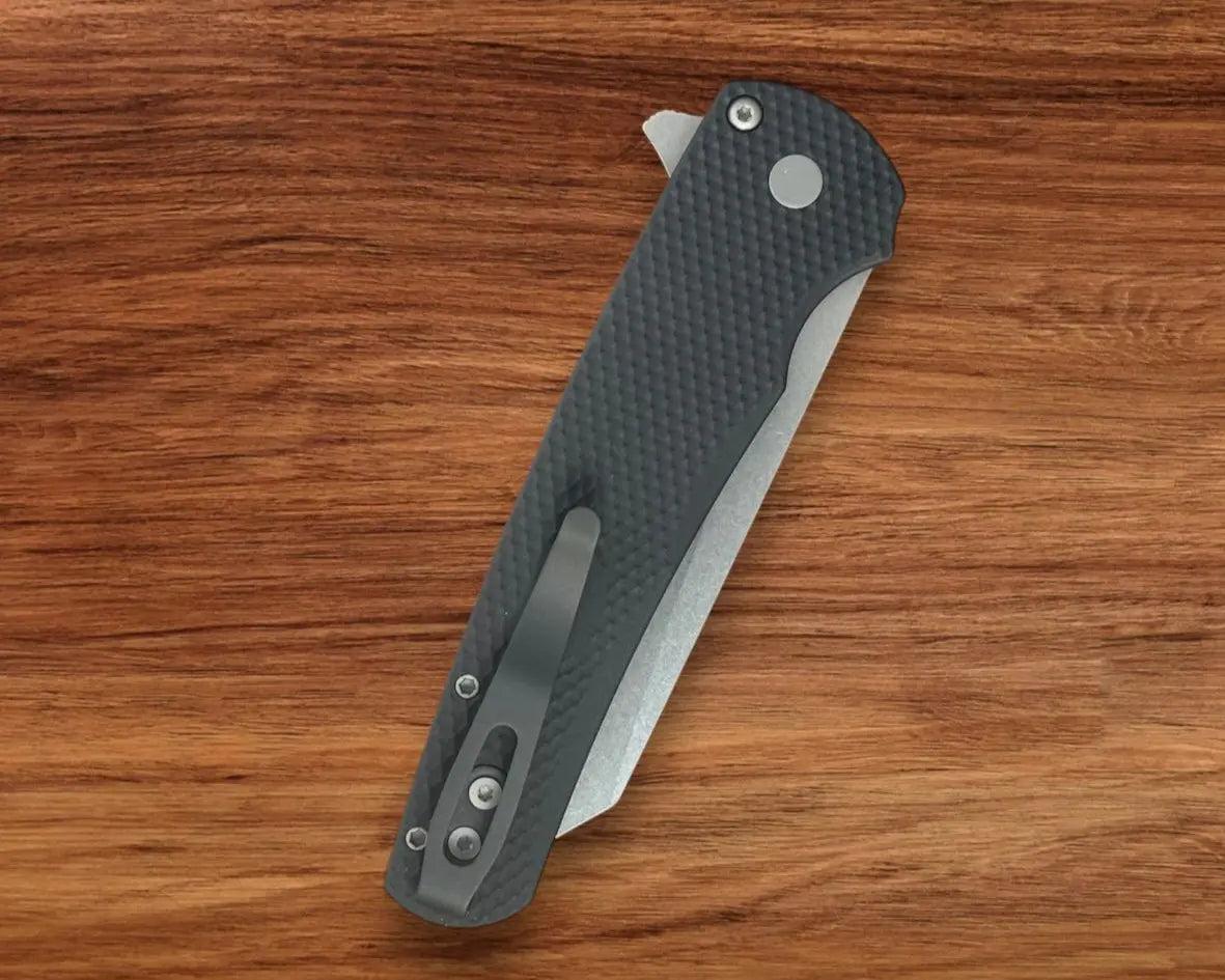 Pro-Tech-Pro-Tech 5405 Malibu - Textured Black Handle - Stonewash Reverse Tanto Magnacut Blade-5-Urban Cutlery