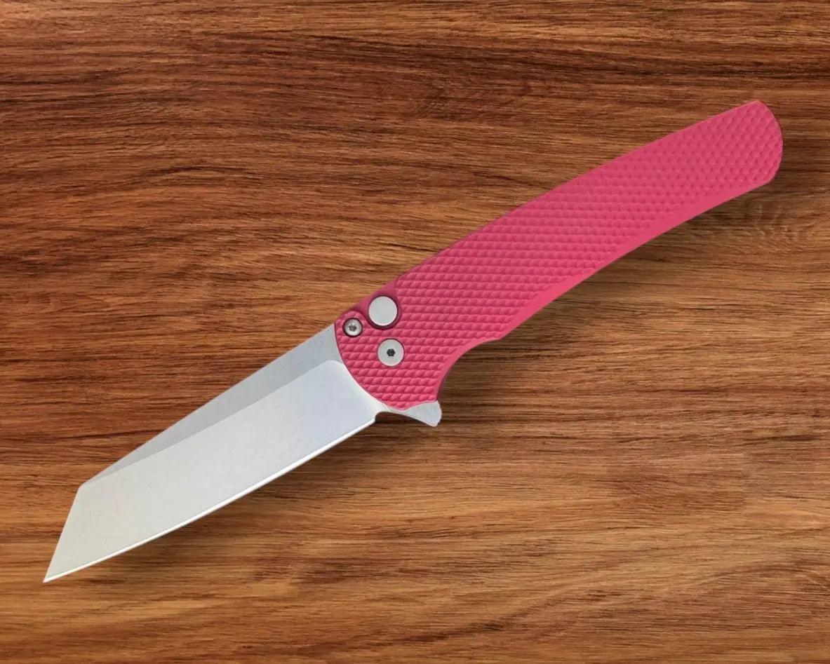 Pro-Tech-Pro-Tech 5405 Malibu - Textured Red Handle - Stonewash Reverse Tanto Magnacut Blade-2-Urban Cutlery