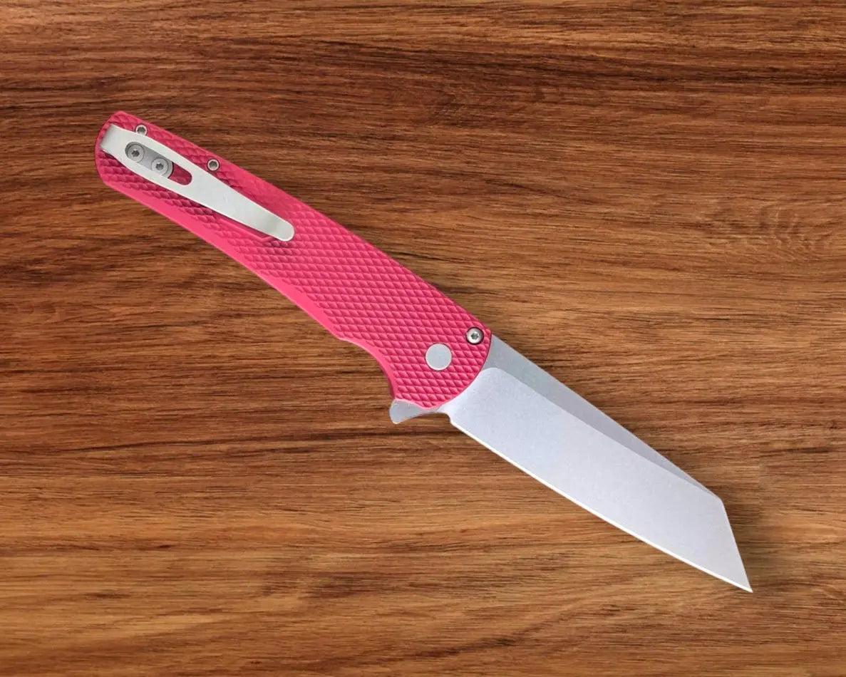 Pro-Tech-Pro-Tech 5405 Malibu - Textured Red Handle - Stonewash Reverse Tanto Magnacut Blade-3-Urban Cutlery