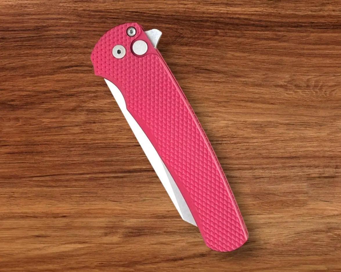 Pro-Tech-Pro-Tech 5405 Malibu - Textured Red Handle - Stonewash Reverse Tanto Magnacut Blade-4-Urban Cutlery