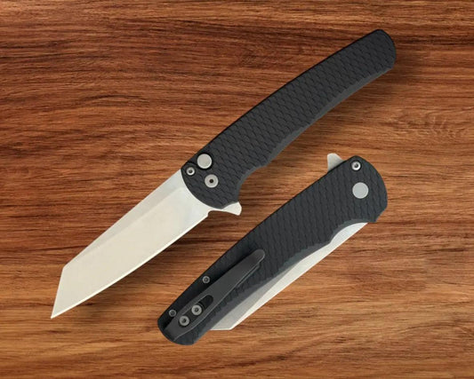 Pro-Tech-Pro-Tech 5435 Malibu - Black 7075 "Dragon Scale" Handle - Stonewash Reverse Tanto Magnacut Blade - Black Clip-1-Urban Cutlery