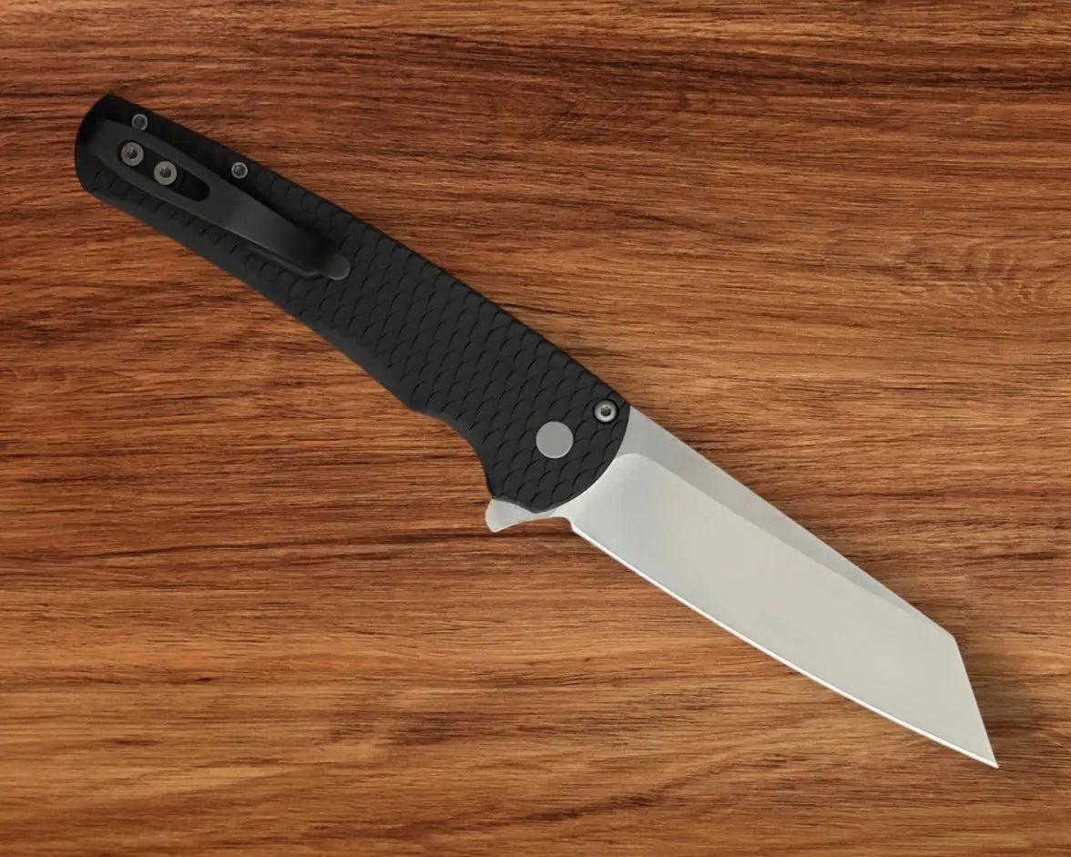 Pro-Tech-Pro-Tech 5435 Malibu - Black 7075 "Dragon Scale" Handle - Stonewash Reverse Tanto Magnacut Blade - Black Clip-3-Urban Cutlery