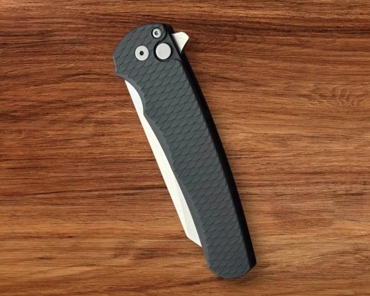 Pro-Tech-Pro-Tech 5435 Malibu - Black 7075 "Dragon Scale" Handle - Stonewash Reverse Tanto Magnacut Blade - Black Clip-4-Urban Cutlery