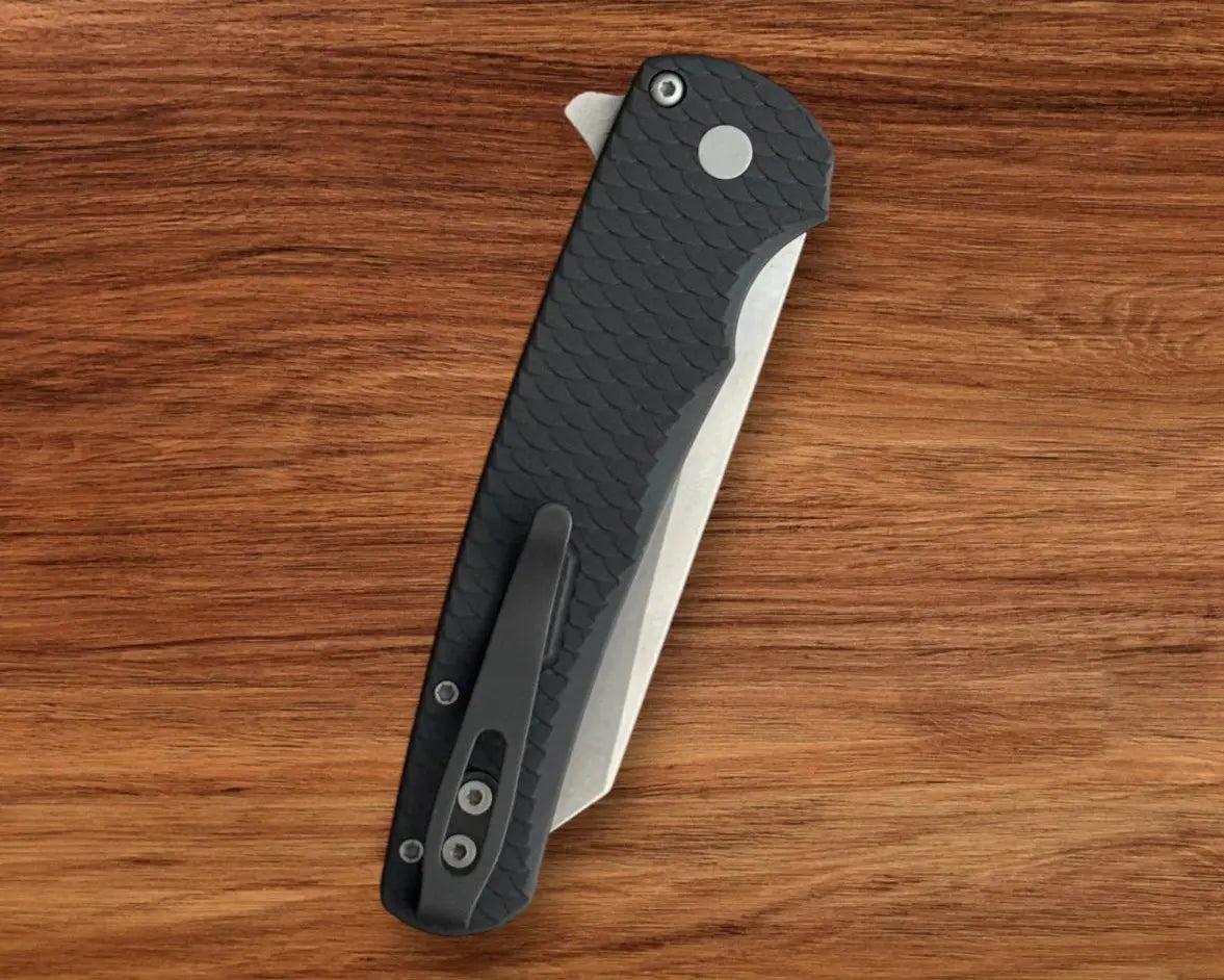 Pro-Tech-Pro-Tech 5435 Malibu - Black 7075 "Dragon Scale" Handle - Stonewash Reverse Tanto Magnacut Blade - Black Clip-5-Urban Cutlery