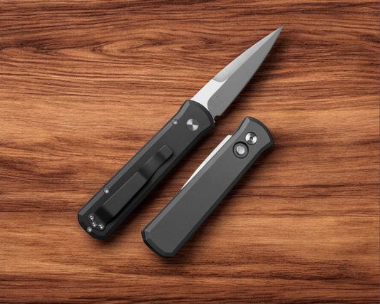 Pro-Tech-Pro-Tech 721-MOP 20CV Godson AUTO - Black Handle - Satin 20CV Blade - MOP Button - Satin Hardware-1-Urban Cutlery