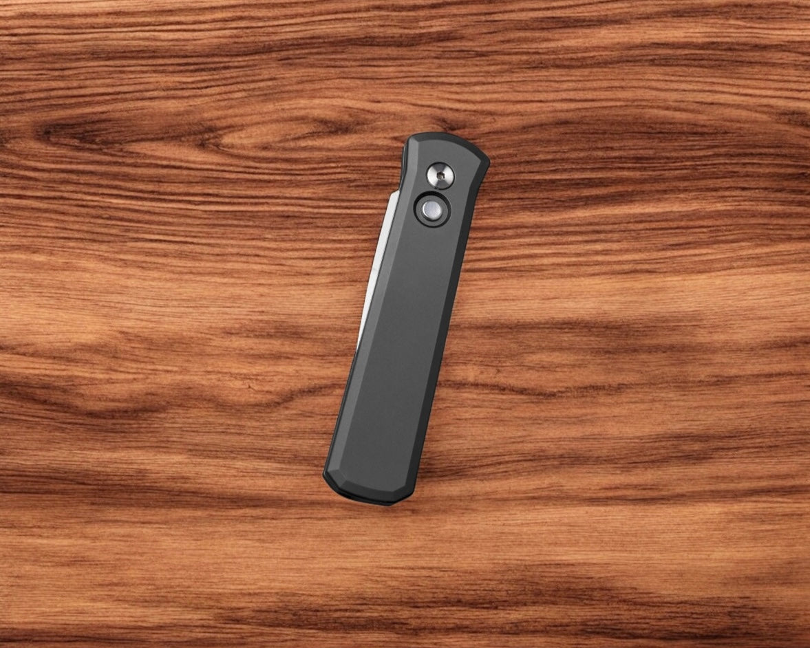 Pro-Tech-Pro-Tech 721-MOP 20CV Godson AUTO - Black Handle - Satin 20CV Blade - MOP Button - Satin Hardware-4-Urban Cutlery