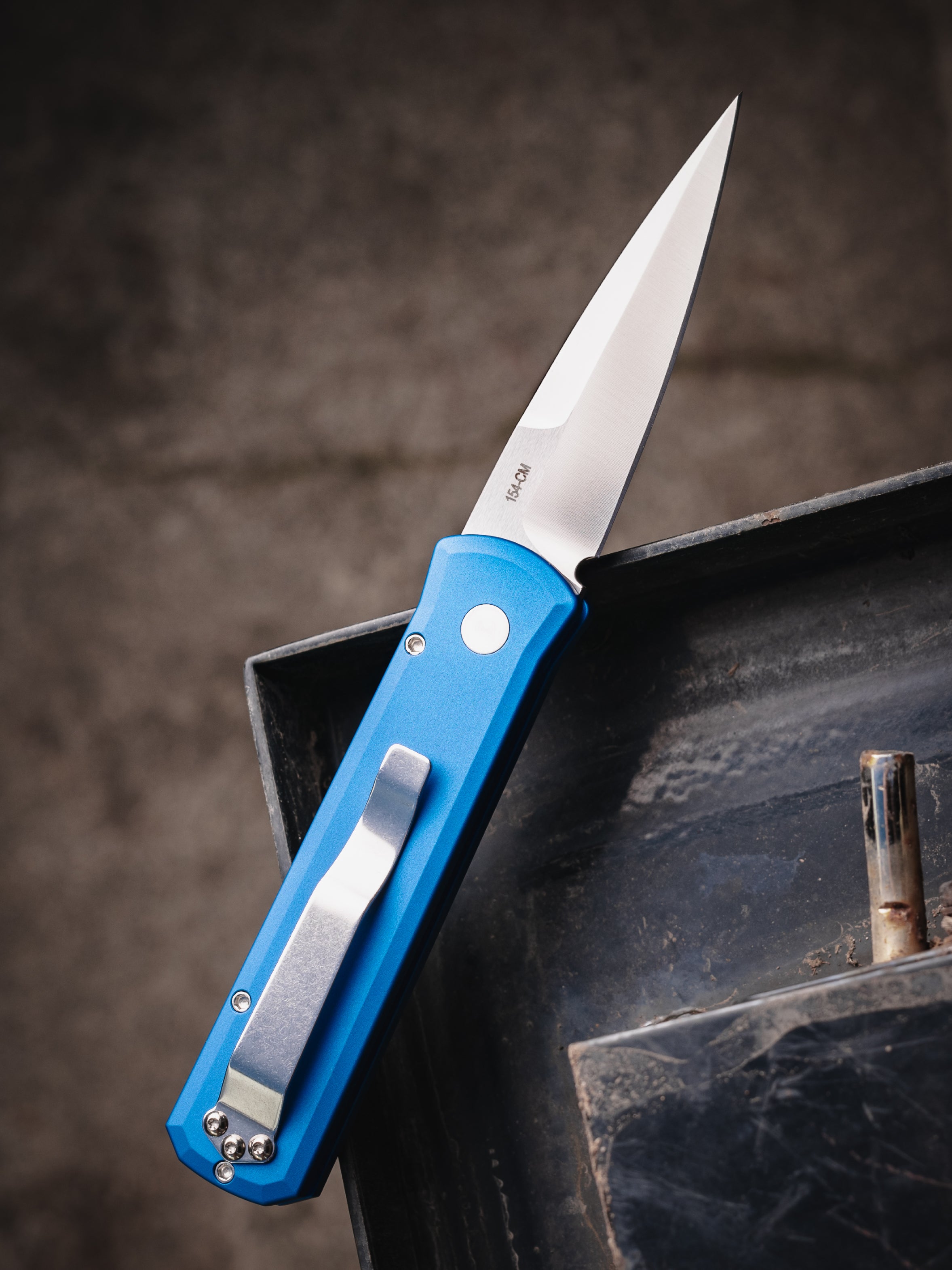 Pro-Tech-Pro-Tech 721.Satin.Blue Godson AUTO - Solid Dark Blue Handles - Satin 154CM Blade-2-Urban Cutlery