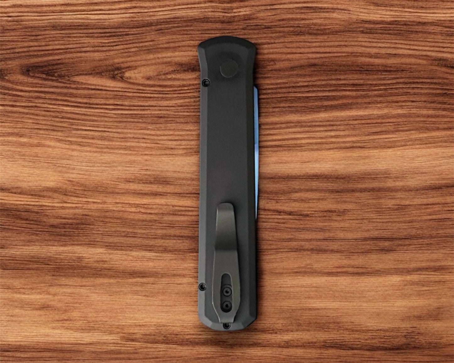 Pro-Tech-Pro-Tech 921.SB Godfather - Black Handles - Sapphire Blue 154CM Blade - Abalone Button-5-Urban Cutlery