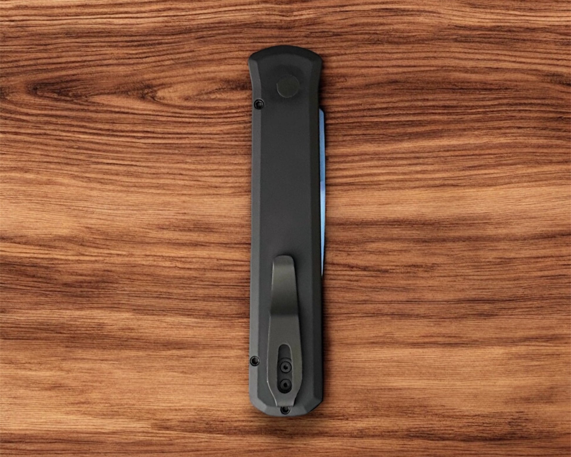 Pro-Tech-Pro-Tech 921.SB Godfather - Black Handles - Sapphire Blue 154CM Blade - Abalone Button-5-Urban Cutlery