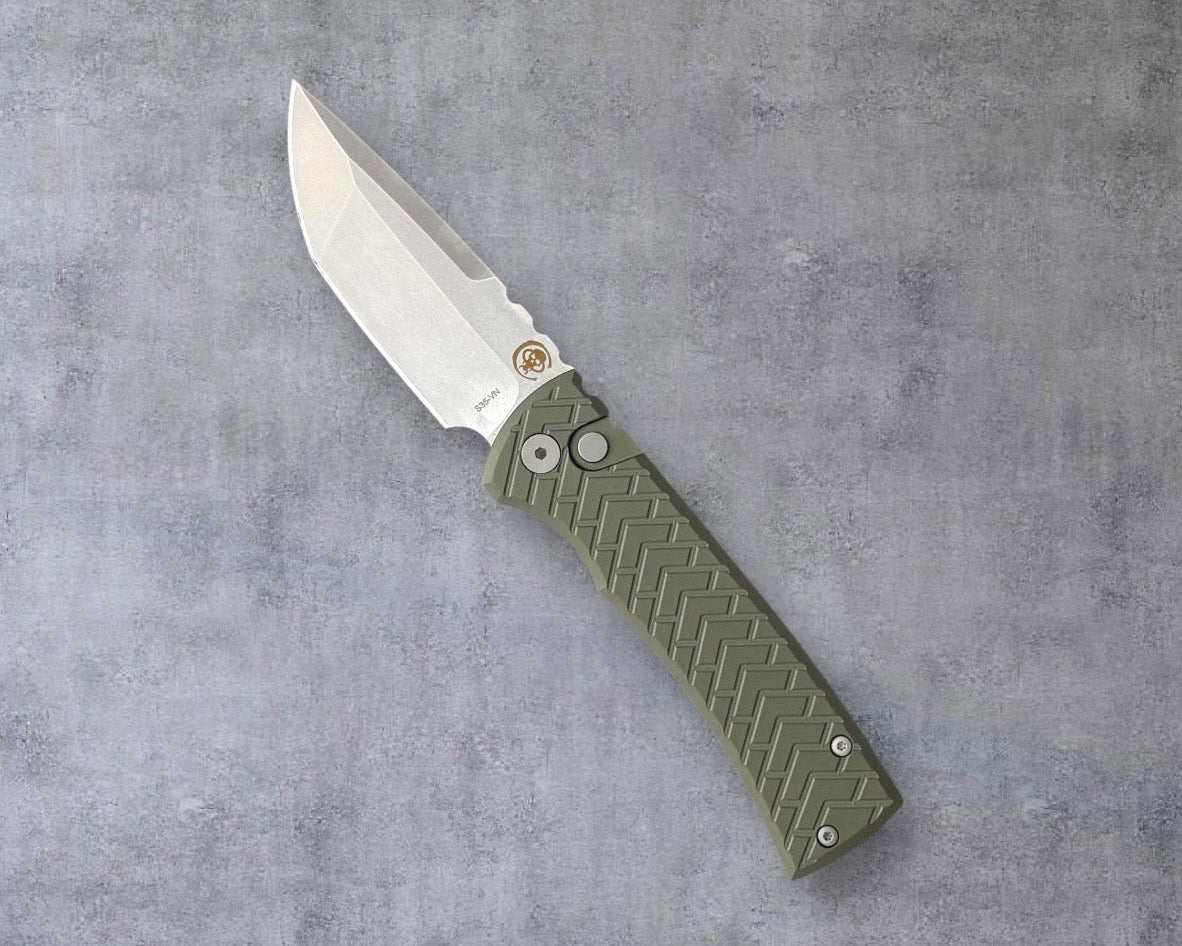 Pro-Tech-Pro-Tech Chaves Redencion Auto "Factory Seconds" - Green TREAD Handles - Stonewash S35vn Blade-Urban Cutlery