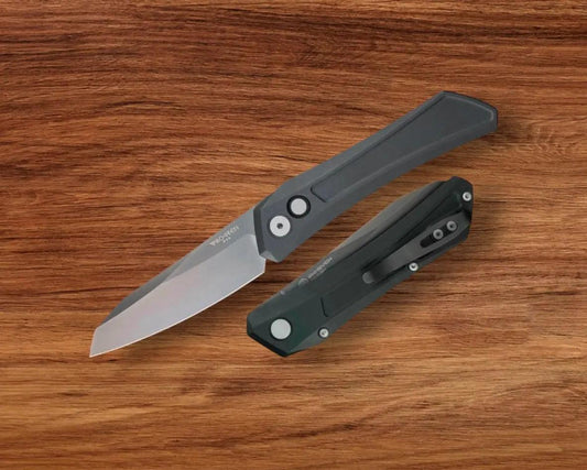 Pro-Tech-Pro-Tech DS121 Dmitry Sinkevich Design Oligarch Auto - Black Handles - Smoky Grey DLC Magnacut Blade-Urban Cutlery