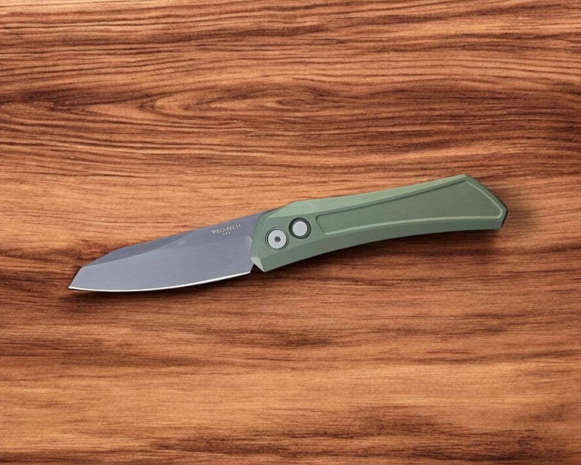 Pro-Tech-Pro-Tech DS121-Green Dmitry Sinkevich Design Oligarch Auto - Solid Green Handles - Smoky Grey DLC Magnacut Blade-2-Urban Cutlery