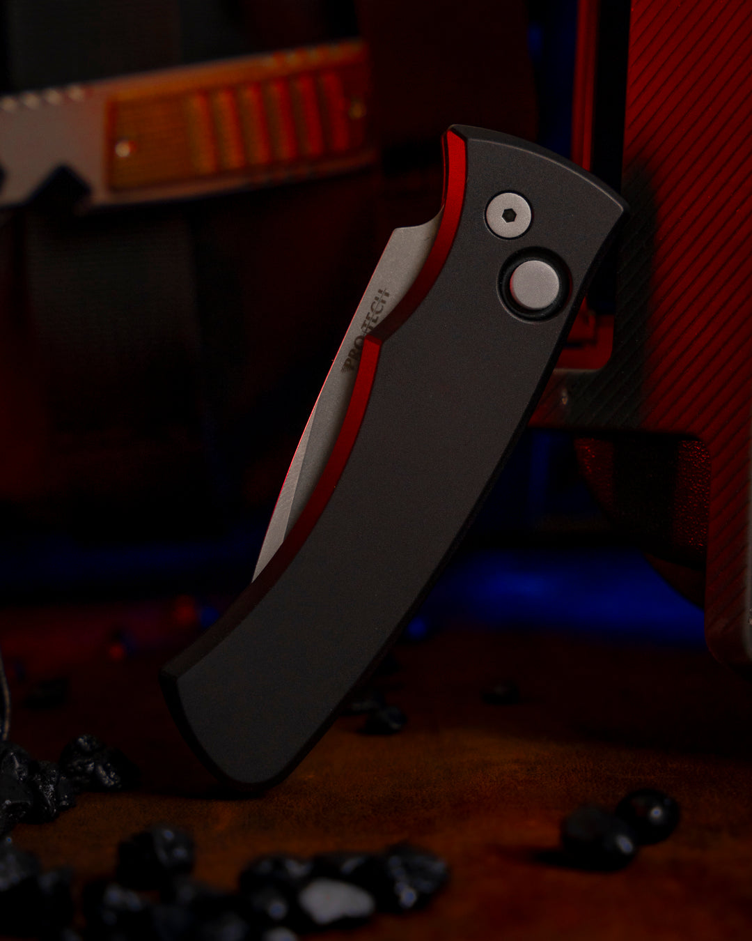 Pro-Tech-Pro-Tech DUKE2101 Duke AUTO - Black 6061 Aluminum Handle - Stonewash Magnacut Blade - Blasted Hardware - Black Clip-2-Urban Cutlery