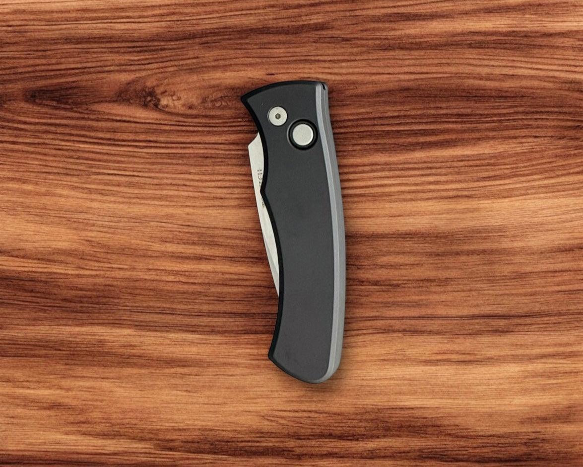 Pro-Tech-Pro-Tech DUKE2101 Duke AUTO - Black 6061 Aluminum Handle - Stonewash Magnacut Blade - Blasted Hardware - Black Clip-Urban Cutlery