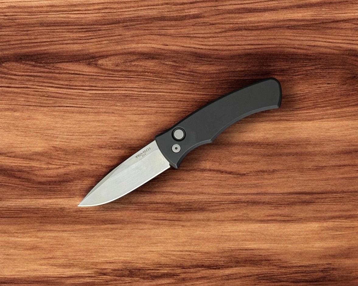 Pro-Tech-Pro-Tech DUKE2101 Duke AUTO - Black 6061 Aluminum Handle - Stonewash Magnacut Blade - Blasted Hardware - Black Clip-Urban Cutlery