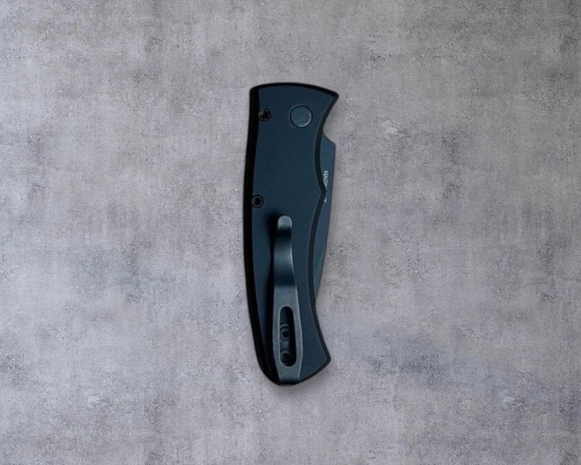 Pro-Tech-Pro-Tech DUKE.Unique.Micarta Duke AUTO - Black 6061 Aluminum Handle w/ Custom Unique Micarta Inlay - Magnacut Blade - Unique Button #2-5-Urban Cutlery