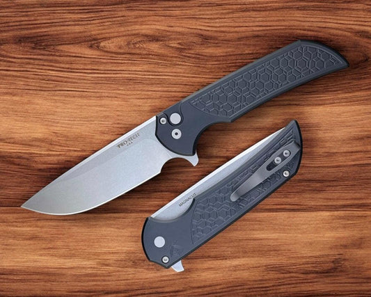 Pro-Tech-Pro-Tech Gridlock Mordax - Black "Gridlock" Handle - Stonewash Magnacut Blade - Blasted Clip-1-Urban Cutlery