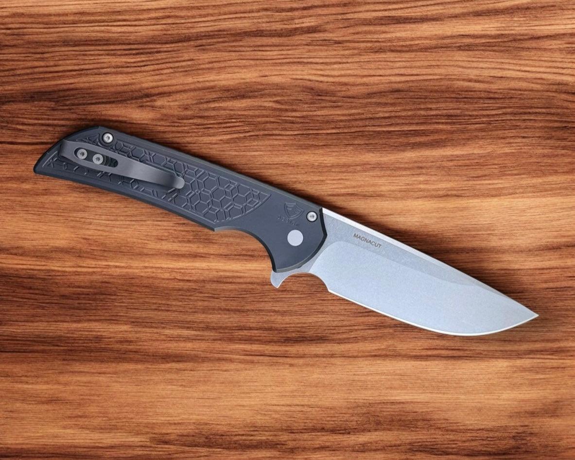 Pro-Tech-Pro-Tech Gridlock Mordax - Black "Gridlock" Handle - Stonewash Magnacut Blade - Blasted Clip-3-Urban Cutlery