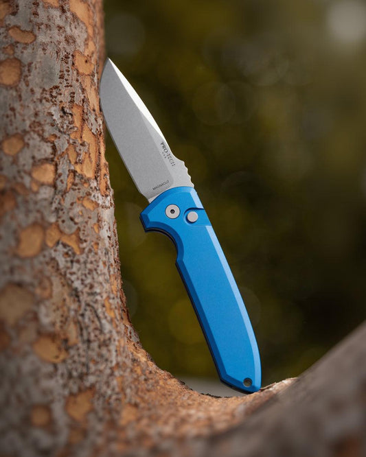 Pro-Tech-Pro-Tech Les George LG3101-Blue Rockeye AUTO - Blue Handle - Magnacut Blade - Blasted Hardware-Folding Knife-Urban Cutlery