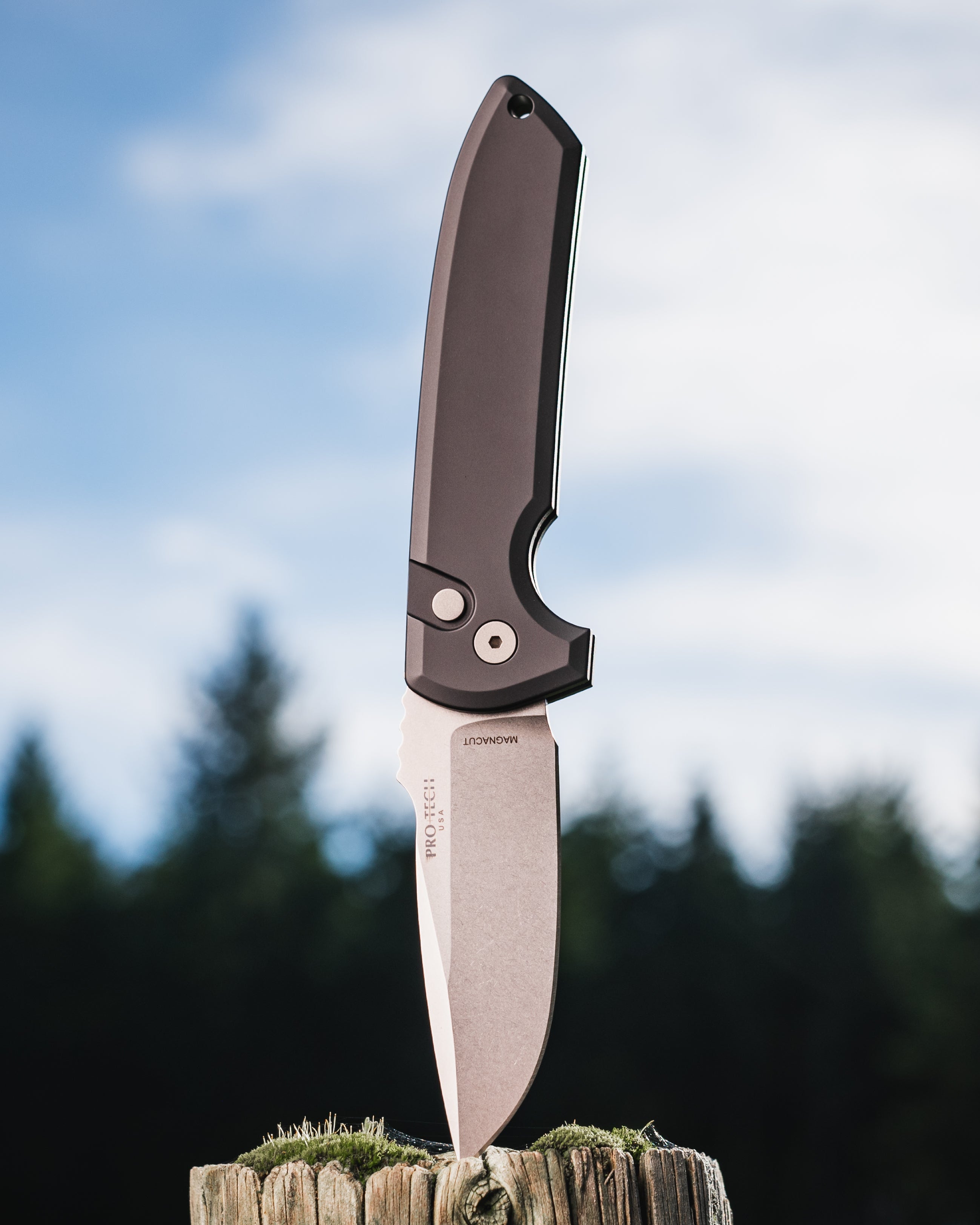 Pro-Tech-Pro-Tech Les George LG3101 Rockeye AUTO - Black Handle - Magnacut Blade - Blasted Hardware-1-Urban Cutlery