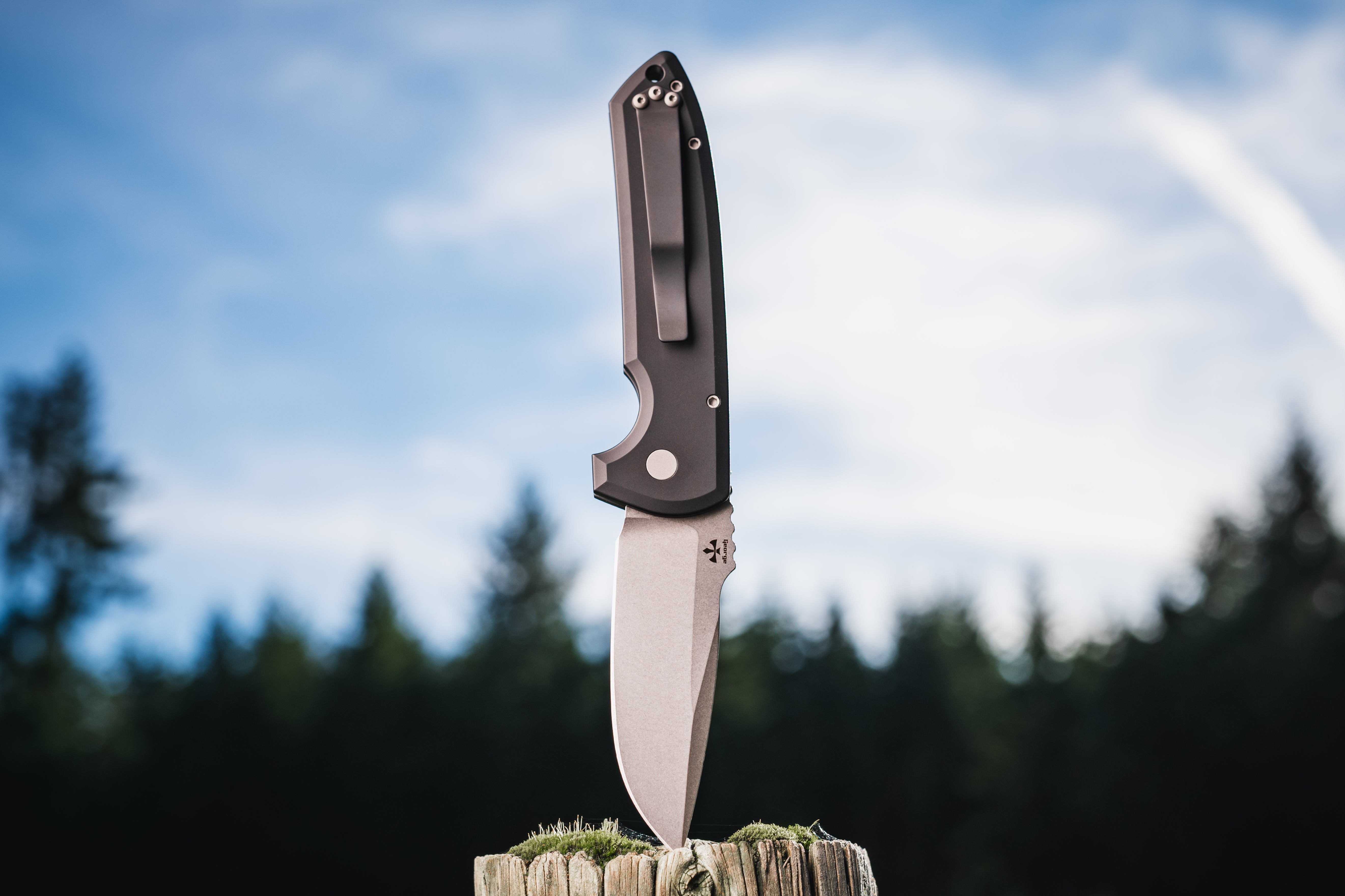 Pro-Tech-Pro-Tech Les George LG3101 Rockeye AUTO - Black Handle - Magnacut Blade - Blasted Hardware-2-Urban Cutlery