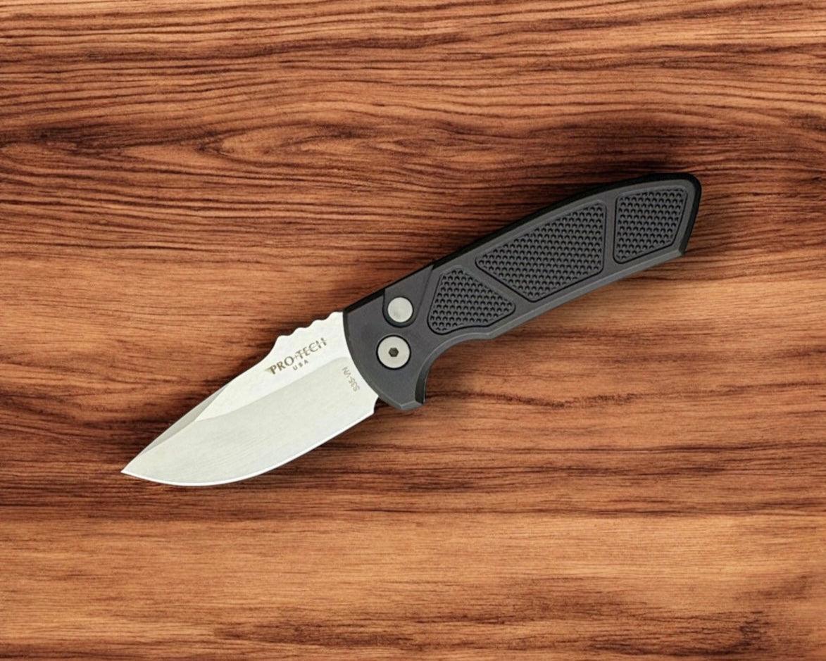 Pro-Tech-Pro-Tech Les George LG405 SBR AUTO - Machined Texture Black Handle - s35vn Blade - Blasted Hardware-2-Urban Cutlery