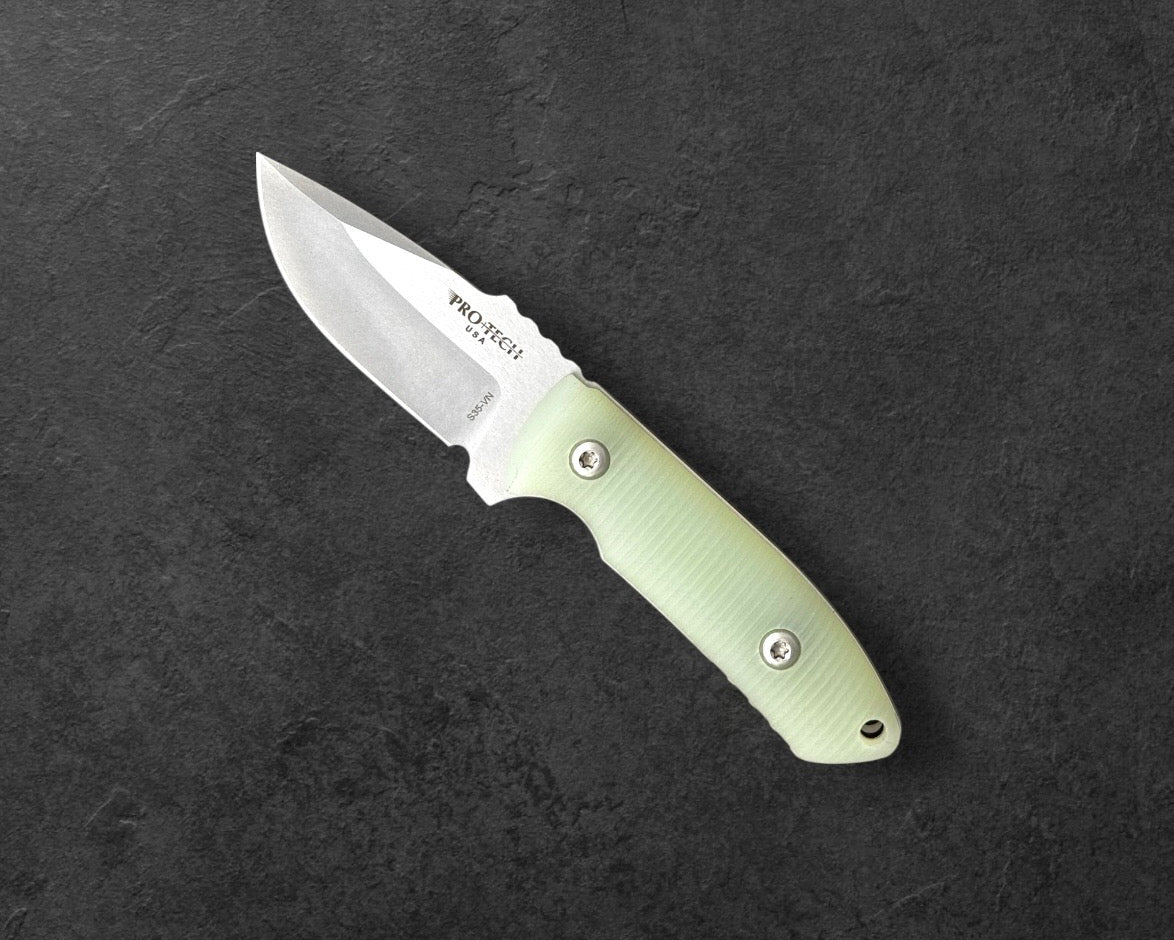 Pro-Tech-Pro-Tech Les George SBR Fixed Blade - Protech Les George SBR (Short Bladed Rockeye) Fixed Blade - 2 Tone Stonewash S35vn Blade - Natural G10 Handles - Kydex Sheath Included-Urban Cutlery