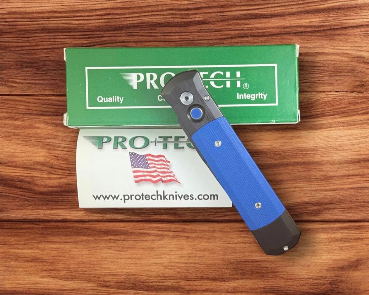 Pro-Tech-Pro-Tech Ltd Edition Godfather AUTO - Black Aluminum and Blue G10 Handle - DLC Black 154CM Blade-Urban Cutlery