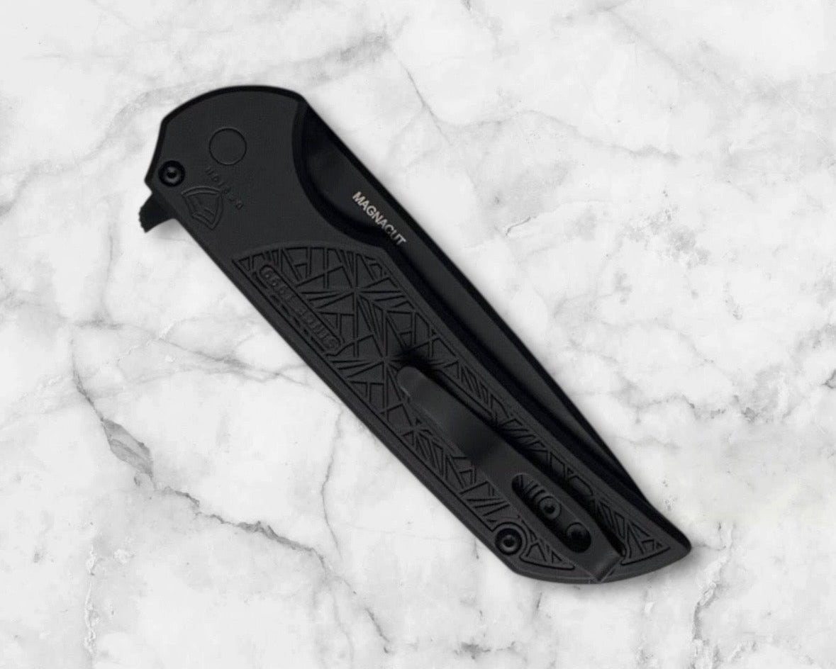 Pro-Tech-Pro-Tech MX106.Nexus Nexus Mordax - "Nexus" Textured Black Handle - DLC Black Magnacut Blade - DLC Black Mini Deep Carry Clip-3-Urban Cutlery