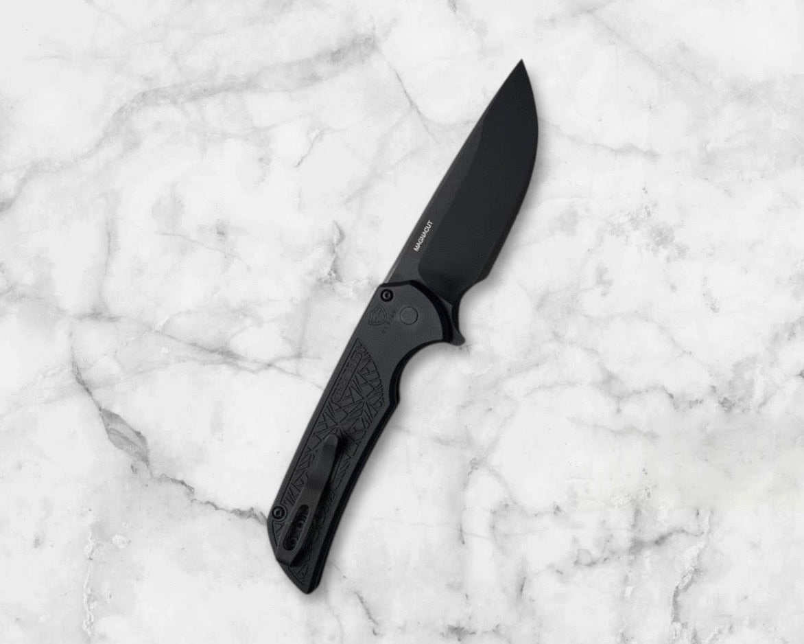 Pro-Tech-Pro-Tech MX106.Nexus Nexus Mordax - "Nexus" Textured Black Handle - DLC Black Magnacut Blade - DLC Black Mini Deep Carry Clip-Urban Cutlery