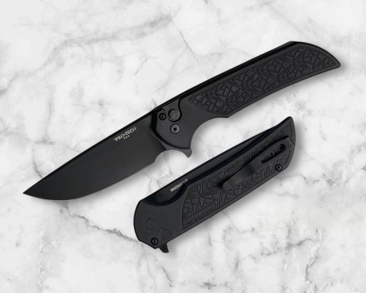 Pro-Tech-Pro-Tech MX106.Nexus Nexus Mordax - "Nexus" Textured Black Handle - DLC Black Magnacut Blade - DLC Black Mini Deep Carry Clip-Urban Cutlery