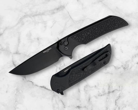 Pro-Tech-Pro-Tech MX106.Nexus Nexus Mordax - "Nexus" Textured Black Handle - DLC Black Magnacut Blade - DLC Black Mini Deep Carry Clip-Urban Cutlery