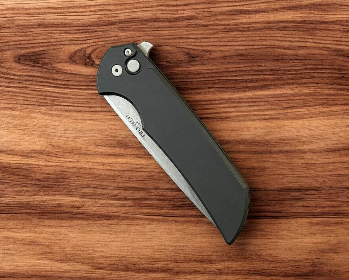Pro-Tech-Pro-Tech Mordax (MX101) - Black Handle - Stonewash Magnacut Blade - Blasted Mini Deep Carry Clip-4-Urban Cutlery