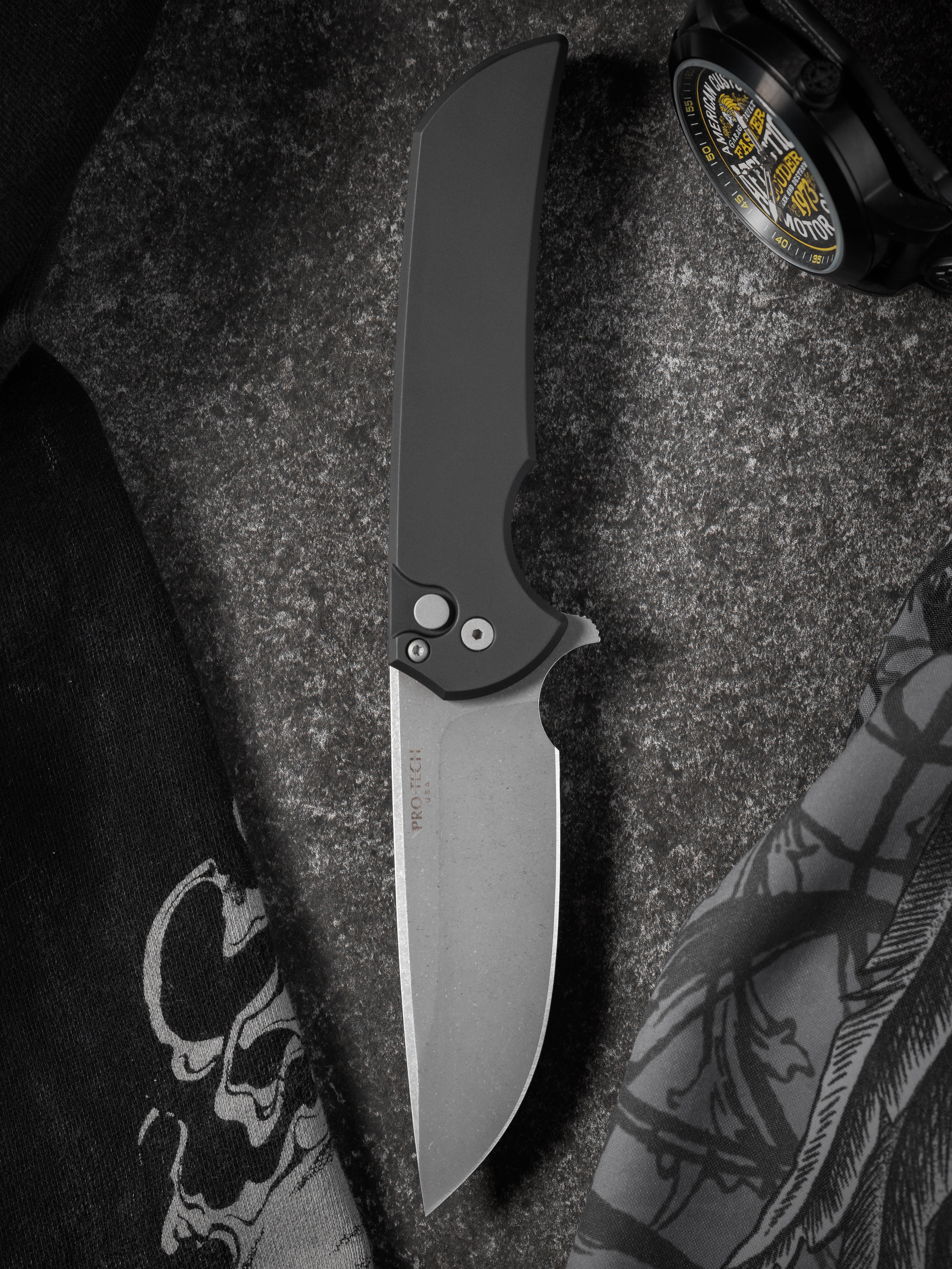 Pro-Tech-Pro-Tech Mordax (MX101.AW.20CV) - Black Handle - Acid Wash 20-CV Blade - Blasted Hardware-4-Urban Cutlery